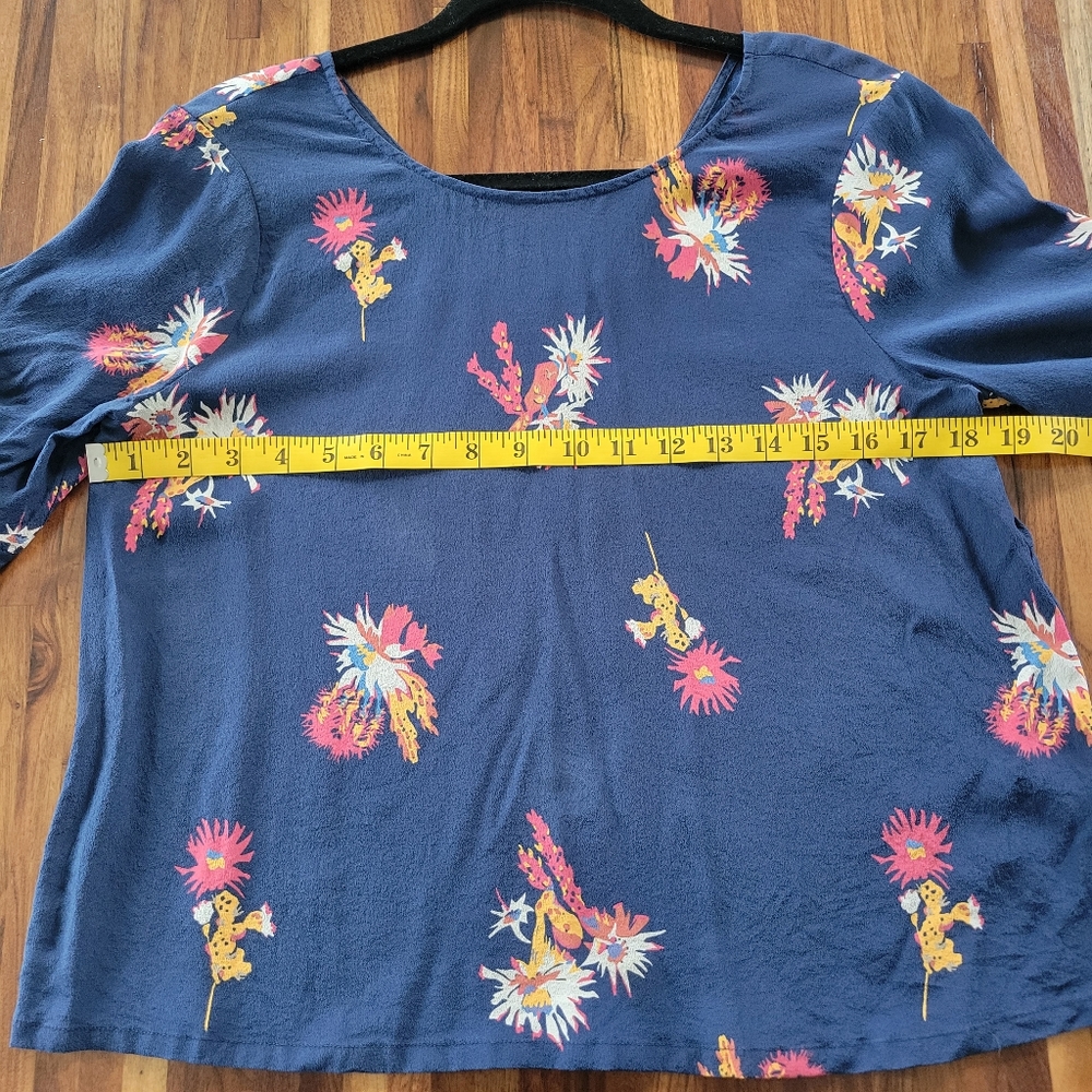 Madewell Silk Ruffle-Sleeve Top in Cactus Flower - Picture 5 of 9